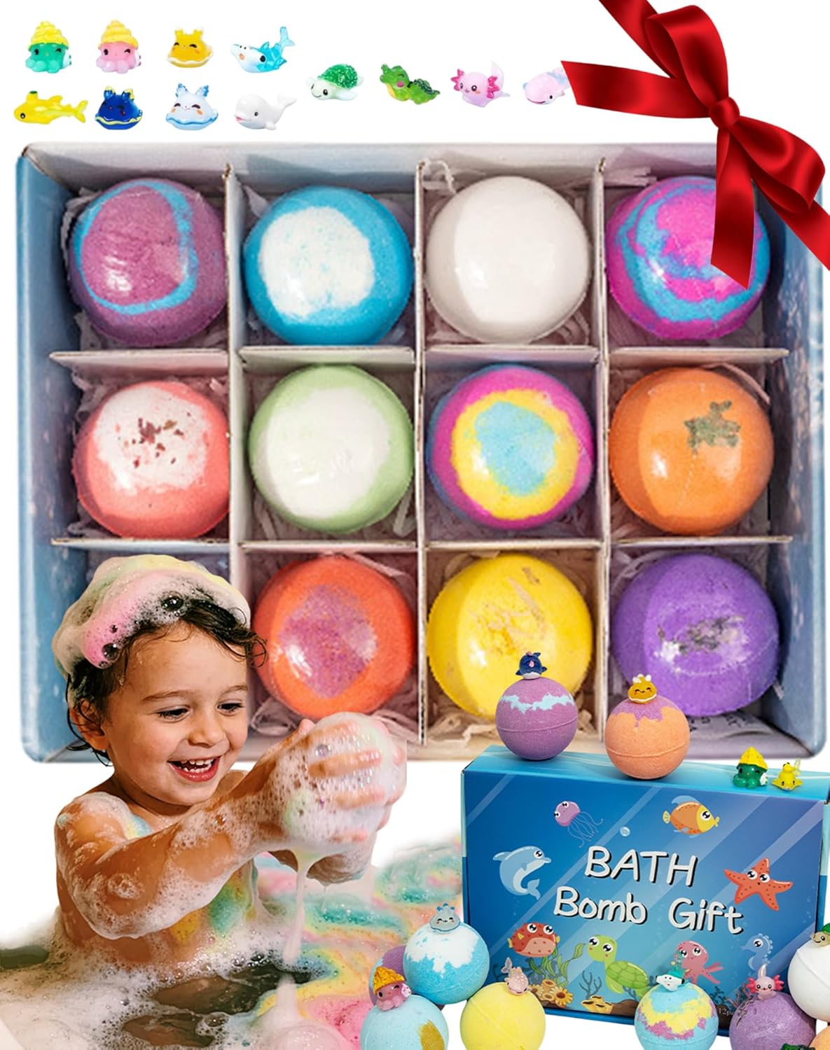 Cute Dinosaur Eggs Ocean Themed Bath Balls Bubble Bath Toy Gift Set Sea Salt Organizer Color Changing Hot Spring For Bathroom